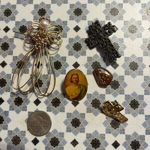 Vintage Religious Brooch and Pin Collection